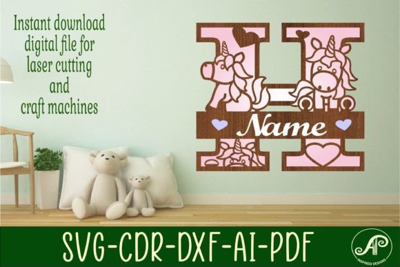 Download Unicorn Monogram Letter H SVG Cut File - Unicorn monogram letter Collection