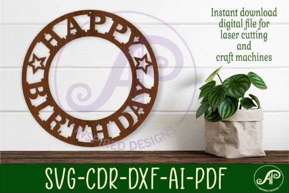 Download Happy Birthday Ring Wall Sign, SVG File. - Svg file Collection