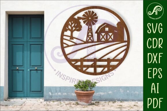 Download Farm Fields Scene Wall Sign, SVG File. - Svg file Collection