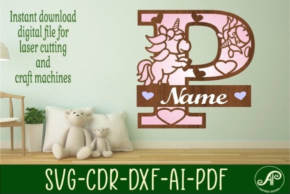 Download Unicorn Monogram Letter P SVG Cut File - Unicorn monogram letter Collection