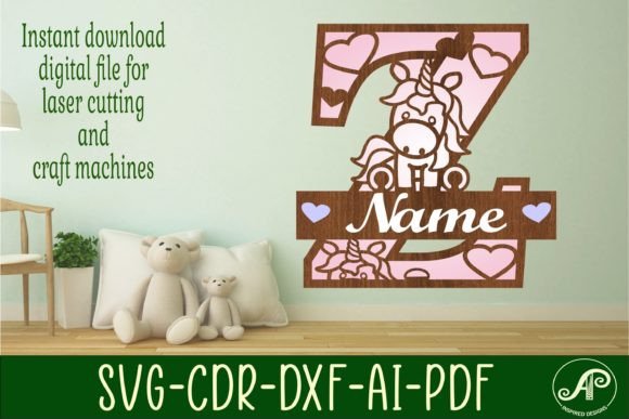 Download Unicorn Monogram Letter Z SVG Cut File - Unicorn monogram letter Collection