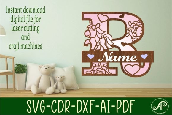 Download Unicorn Monogram Letter R SVG Cut File - Unicorn monogram letter Collection