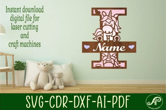 Download Unicorn Monogram Letter I SVG Cut File - Unicorn monogram letter Collection