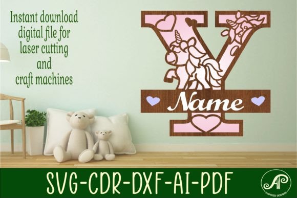 Download Unicorn Monogram Letter Y SVG Cut File - Unicorn monogram letter Collection