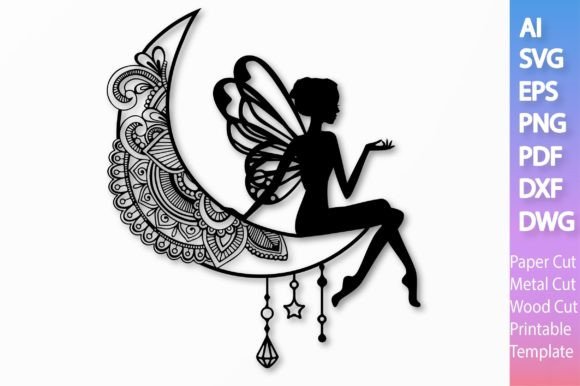 Download Fairy on the Moon Paper/Laser SVG File#6 - Svg file Collection