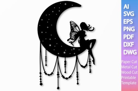 Download Fairy on the Moon Paper/Laser SVG File#4 - Svg file Collection