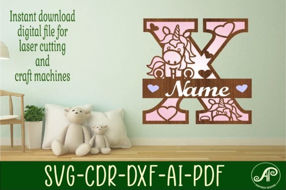 Download Unicorn Monogram Letter X SVG Cut File - Unicorn monogram letter Collection