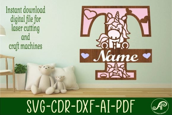 Download Unicorn Monogram Letter T SVG Cut File - Unicorn monogram letter Collection