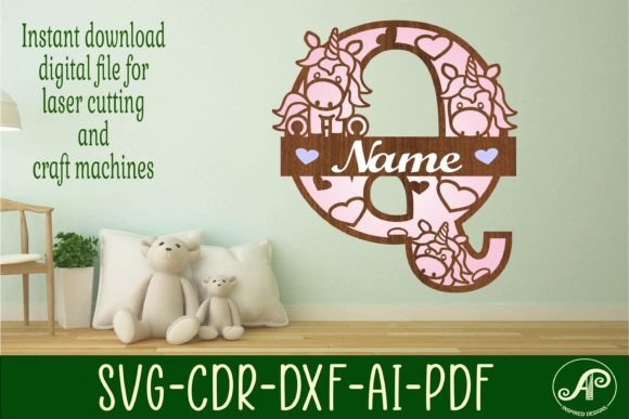 Download Unicorn Monogram Letter Q SVG Cut File - Unicorn monogram letter Collection