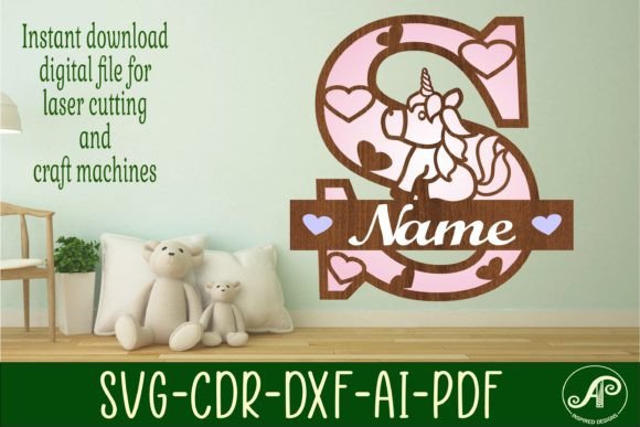 Download Unicorn Monogram Letter S SVG Cut File - Unicorn monogram letter Collection