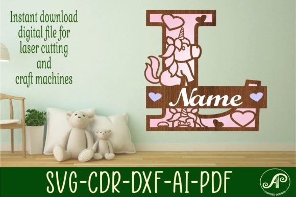 Download Unicorn Monogram Letter L SVG Cut File - Unicorn monogram letter Collection