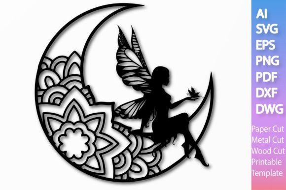 Download Fairy on the Moon Paper/Laser SVG File#2 - Svg file Collection