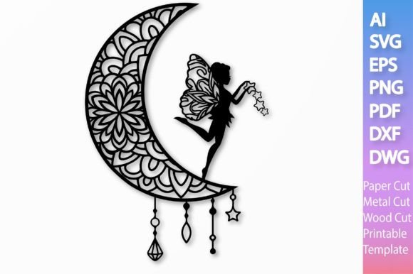 Download Fairy on the Moon Paper/Laser SVG File#5 - Svg file Collection