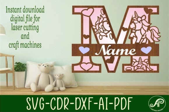 Download Unicorn Monogram Letter M SVG Cut File - Unicorn monogram letter Collection