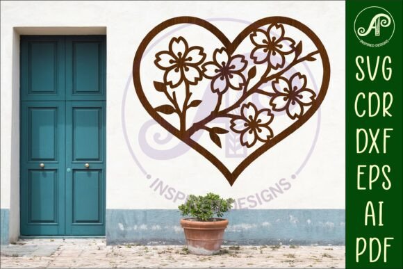 Download Cherry Blossom Heart Wall Sign, SVG File - Svg file Collection