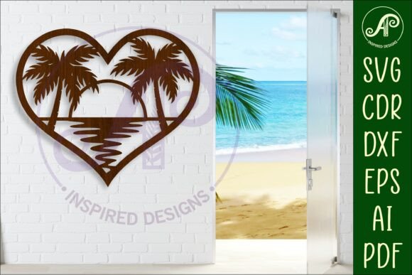 Download Sunset Beach Heart Wall Sign, SVG File. - Svg file Collection