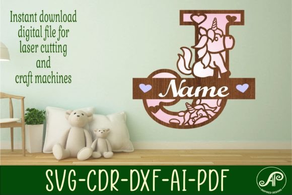 Download Unicorn Monogram Letter J SVG Cut File - Unicorn monogram letter Collection