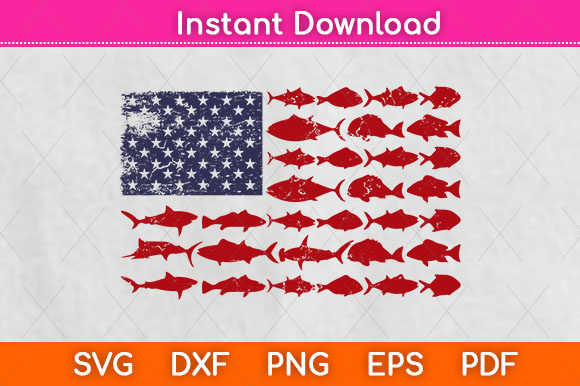 Download American Flag Fishing Svg File - Premium Bundle