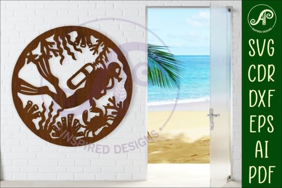 Download Scuba Diver Circle Wall Sign, SVG File. - Svg file Collection